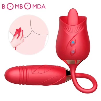 Gül Dil Yalama Vibratörler 10 Hız Titreşimli Klitoris Meme Oral Seks Klitoris Stimülasyon Kadın Mastürbasyon Seks Oyuncakları Kadınlar için