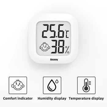 Gülen Mini LCD Dijital Termometre Higrometre Kapalı Oda Sıcaklığı Nem Ölçer Sensörü Ölçer Hava İstasyonu