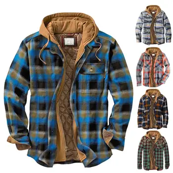 Günlük Giyim için kalın Ekose Rahat Kış Ceket Erkek Ceket Kalınlaşmak Sahte İki parçalı Günlük Giyim için