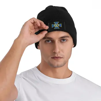 Güvenlik Hizmeti Ukrayna Skullies Beanies Caps Unisex Kış Sıcak Örgü Şapka Hip Hop Ukrayna Trident Çapraz Kaput Şapka