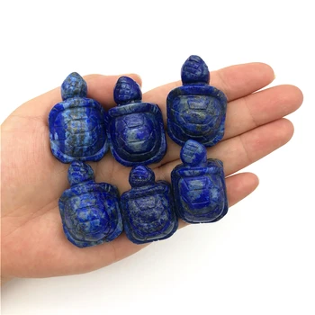 Güzel 1 ADET Doğal Lapis Lazuli Kaplumbağa Kaplumbağa Heykeli Şifa Kristal Taş Hayvan Cep Taş Heykelcik Ev Dekorasyon