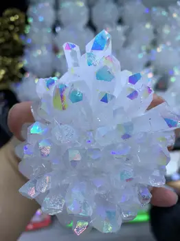 Güzel Beyaz Alev Aura Doğal Kristal Küme Mineral Şifa Ruhu Enerji Ev Odası Akvaryum Dekorasyon Hediye