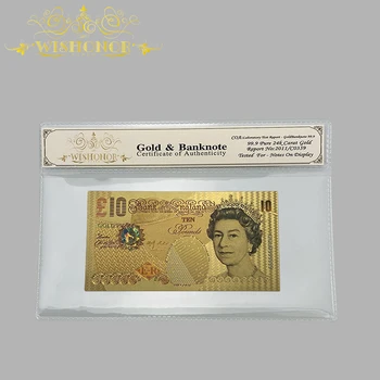 Güzel İngiltere İNGİLTERE Banknot Pound Banknot 24k Altın Folyo İle 24k COA Çerçeve Koleksiyonu İçin