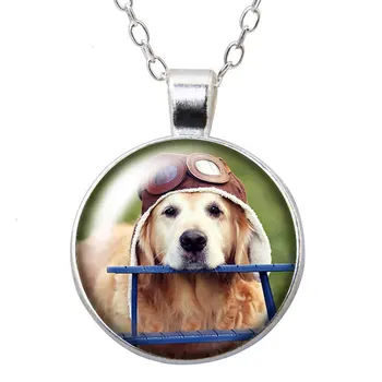 Güzel Köpek Aşk Pet Fotoğraf Gümüş renk / Bronz Kolye Kolye 25mm Cam Cabochon Kız Takı doğum günü hediyesi 50cm