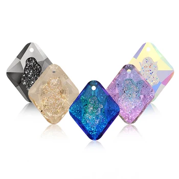 Güzel Renkli Eşkenar Dörtgen Şekli K9 Cam Kristal Rhinestone kolye kolye Aplike Zanaat Boncuk DIY Takı Dekorasyon