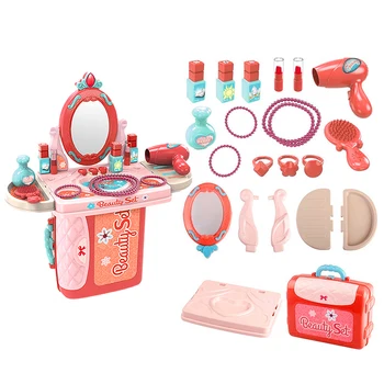 Güzellik Moda Oyuncaklar Kız Prenses Soyunma Makyaj oyuncak seti Çocuklar Güzellik Oyuncak çocuk Simülasyon Tuvalet Masası Oyna Pretend Seti