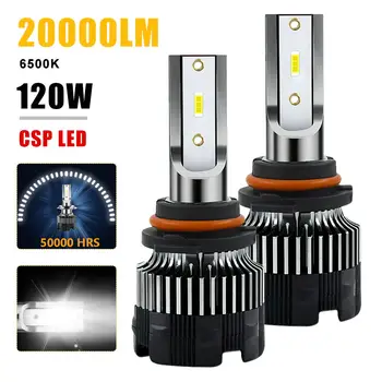 H4 LED far 20000LM CSP çip LED H7 H1 H11 H8 H9 9005 9006 HB3 HB4 120 W 4300 K 6500 K 8000 K PTF buz ampuller Turbo sis ışık 12 V