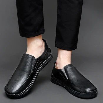 Hakiki Deri Erkek rahat ayakkabılar Lüks Marka Erkek Loafers Moccasins Nefes bağcıksız ayakkabı Artı Boyutu 46 47