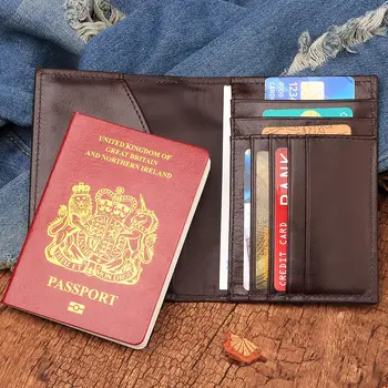 Hakiki Deri RFID Erkek Cüzdan İnce Pasaport Tutucu ile Rahat Çok fonksiyonlu Seyahat Erkek Çanta Cüzdan kart tutucu Debriyaj