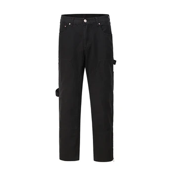 Harajuku Ayak Bileği Fermuar Günlük Pantolon Tulum Erkek Düz Streetwear Boy Retro Baggy Kargo Pantolon Gevşek günlük pantolon