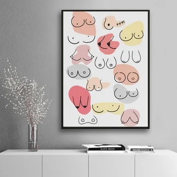 Hattı Posterler ve Baskılar Boob Baskı Boobie Sanat Göğüsler Baskı Meme Tuval Boyama Vücut Duvar Resimleri Yatak Odası Ev Dekor