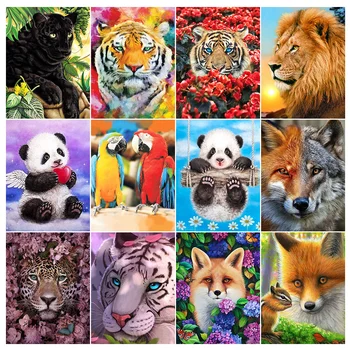 Hayvanlar DİY 5D Elmas Boyama Kitleri Aslan Kaplan Kurt Resim Elmas Mozaik Taklidi Nakış diy ev dekoru Mozaik Hediyeler