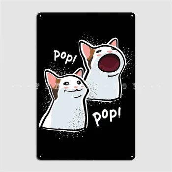 Haşhaş Kedi Meme Pop Kedi Popcat Metal İşareti Oluşturmak Kulübü Duvar Plak Kulübü Bar Tabela Posteri