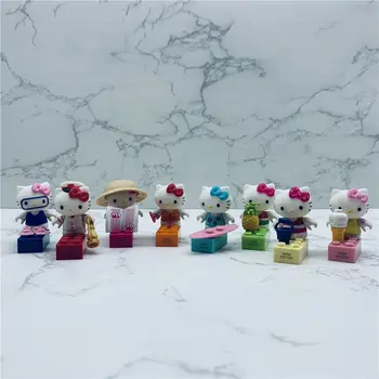 Hello Kitty oyuncak inşaat blokları Sevimli Karikatür çocuk El Ofis Bayan Masaüstü Dekorasyon Süs doğum günü hediyesi