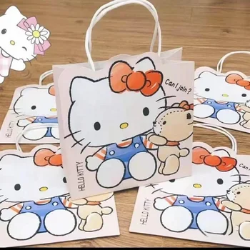 Hello Kittys Kağıt Torba Sevimli Tote Çanta doğum günü hediyesi Çanta ambalaj kağıdı Çanta Kalınlaşmak Takı Ambalaj Doğum Günü Düğün Hediyesi