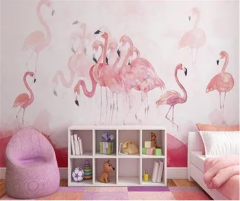 Herhangi bir boyut özelleştirmek duvar kağıdı İskandinav kişilik pembe flamingo düğün odası oturma odası arka plan duvar dekorasyon 3d duvar kağıdı