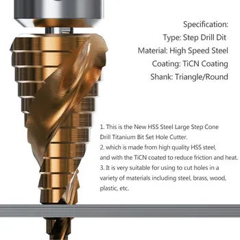  Hex Shank Adım Matkap Ucu 4-12/20 / 32mm TiCN Kaplamalı Adım Koni Matkap Ahşap Metal İşleme için Delik Kesici Sondaj Aracı