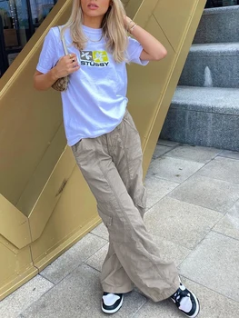 HEYounGİRL Harajuku Hip Hop Casual Kadın Moda Kot Pantolon Cebinde Sağlam Sokak Pantolon Bel Kargo Pantolon Kadınlar Orta 2021 Bayanlar