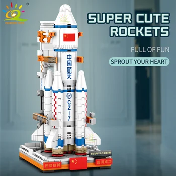 HUIQIBAO 382 ADET Uzay Havacılık İnsanlı Roket Yapı Taşları 2 Astronot Figürü Şehir Havacılık Modeli Tuğla Oyuncaklar Çocuklar İçin