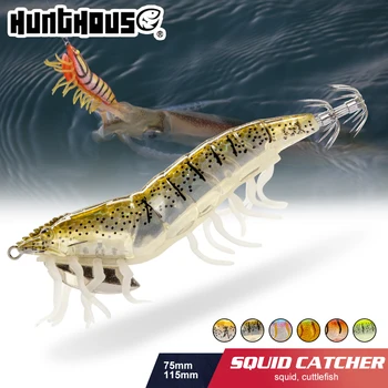 Hunthouse Balıkçılık kalamar yem 3D HİBRİD KARİDES EGİ Cazibesi 115&75mm 20 & 16g Leurre Kalamar Egi Ahtapot Kalamar Cazibesi Mürekkepbalığı Yem