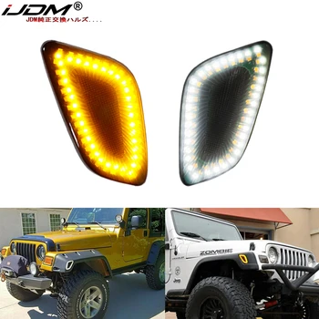 ıJDM Amber / beyaz yan ışaretleyici ışık 1997-2006 Jeep Wrangler modelleri Dönüş sinyalleri / sürüş ışıkları yerine OEM yan ışaretleyici lambaları