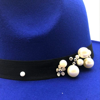 ınciler Geniş fötr şapka Erkekler Kadınlar Vintage Caz Şapka Moda Yıldız Yün dokulu şapka Unisex Siyah Keçe Melon Fötr fedora chapéu