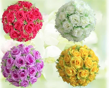 Ipek Çiçek Düğün Öpüşme Topları Pomander Dekoratif Asılı Çiçek Topu Centerpieces Gül Düğün Masa Dekorasyon Topu 5 boyutu