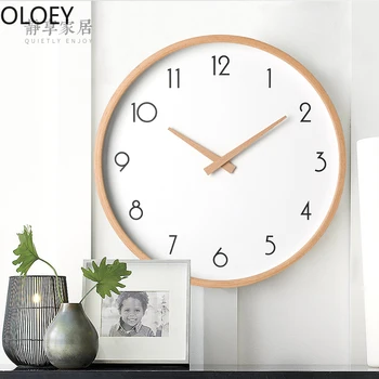 Iskandinav Ahşap duvar saati Modern Tasarım Oturma Odası Sessiz Saatler Mekanizması Yatak Odası Mutfak Ofis Horloge Duvar Ev Dekor Saatler