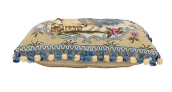 Iskandinav ev yün el yapımı yastık nakış pembe çiçek yastık kılıfı sandalye yatak odası için vintage pastoral tarzı