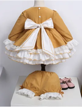 Ispanyolca Vintage Bebek Lolita Prenses Balo Dantel Nakış Tasarım Çocuk Doğum Günü Vaftiz Parti Bayram Elbise Kızlar İçin A2264