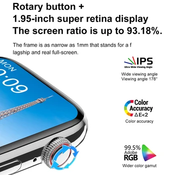 IWO DT7 PRO Max Paslanmaz Çelik akıllı saat 1.95 İnç HD Büyük Ekran NFC kablosuz bluetooth Çağrı Şarj Kalp Hızı