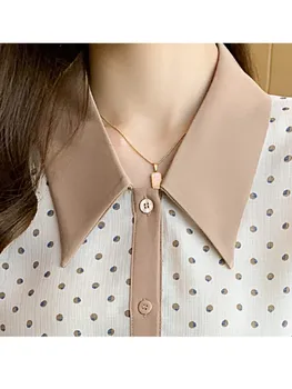 İlkbahar Yaz Zarif Casual Kadın Üstleri Bayanlar Uzun Kollu Polka Dot Vintage Bluzlar Kadın Moda iş gömleği Giysileri Yeni