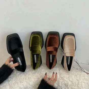 İngiliz Tarzı Tıknaz Topuk Platformu Loafer'lar Kadınlar için 2022 Patent Deri Kare burunlu Ayakkabı Kadın Ayakkabı Zapatos De Mujer