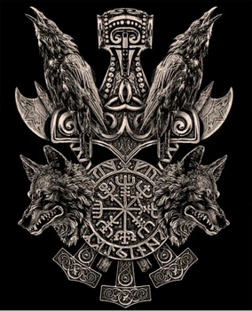İskandinav Viking Thor Çekiç Pusula Odins Kuzgun Kurt Dövme T-Shirt. Yaz Pamuk O-Boyun kısa kollu erkek tişört Yeni S-3XL