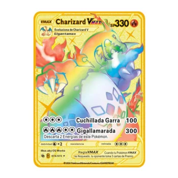 İspanyolca Pokémon Kartları Metal Pokemon Harfler İspanyolca Pokemon Demir Kartları Mewtwo Pikachu Gx Charizard Vmax Cartas Pokémon Vmax