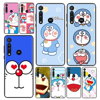 Japon animesi Doraemon Motorola Moto G9 G8 E20 E7 E6 Bir Makro Hiper Fusion Güç Lite Kenar Artı Siyah TPU telefon kılıfı Çapa