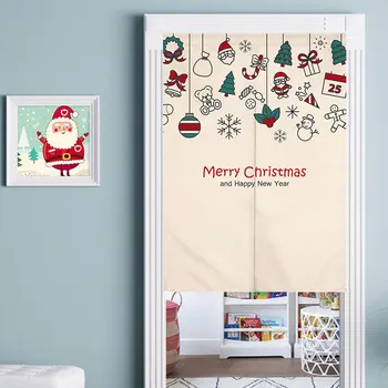 Japon Noren kapı perdesi Merry Christmas Karikatür Desen Mutfak Yatak Odası Dekoratif Bölme Asılı Perdeler Polyester