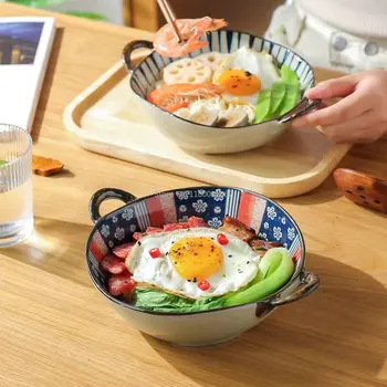 Japon Tarzı Ev erişte kasesi Seramik çorba saplı kase Salata Makarna Kase Mutfak Sofra Mikrodalga Fırın Bakware