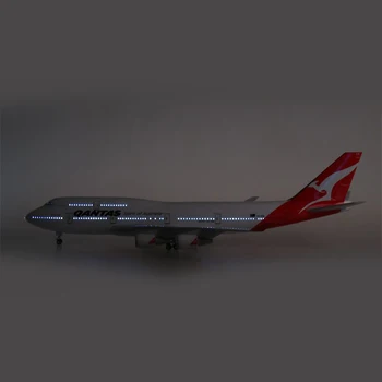 JASON TUTU 43-47cm Qantas Boeing 747 Uçak Model Uçak Avustralya 1/160 Ölçekli Diecast reçine ışık ve Tekerlek Uçak hediye