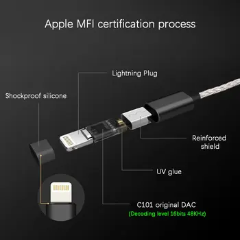 JCALLY JM08L HiFi Kulaklık Amplifikatör 3.5 mm yıldırım Kulaklık Adaptörü C101 DAC 8 Standları Gümüş Kaplama MFİ Kablosu iphone