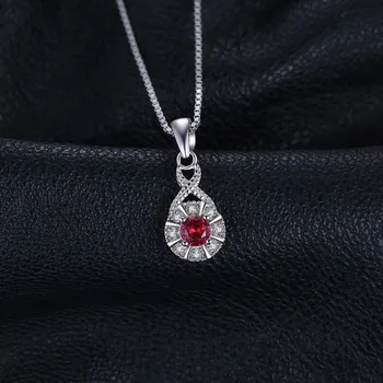 JewelryPalace Infinity Oluşturulan Yakut 925 Ayar Gümüş Halo Kolye Kolye Kadın Moda Taş Gerdanlık Zinciri Olmadan