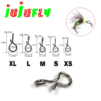 Jujufly yeni sıcak 5 isteğe bağlı boyutları sinek balıkçılık yaylı kancalar / konnektörler No-Düğüm yapış yüzük yüksek mukavemetli çelik hızlı değişim klip