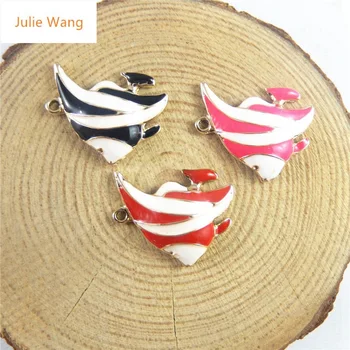 Julie Wang 6 Adet Emaye Balık Takılar Alaşım Yağ Damlası Karışık Canlı Tropikal Balık Takı El Sanatları Bilezik Yapımı Kolye Aksesuarı