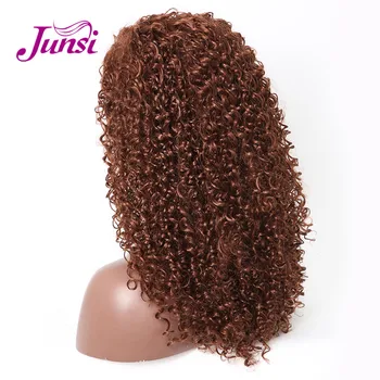 JUNSI uzun Afro kıvırcık peruk siyah ısıya dayanıklı sentetik saç peruk kadınlar ile