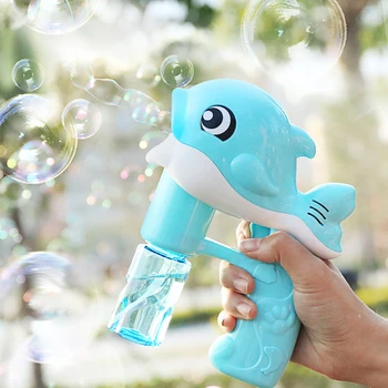 Kabarcık üfleme makinesi Oyuncak Sabun Su Kabarcık Tabancası Karikatür Su Tabancası Hediye Çocuklar İçin Tam otomatik müzik yunus Kabarcık Tabancası