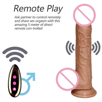 Kablosuz Kontrol Teleskopik Yapay Penis Vibratör Kadınlar için G Noktası Vajinal Masaj Silikon Otomatik Gerçekçi Penis Yetişkin Seks Oyuncakları