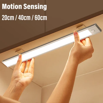 Kablosuz LED gece lambası hareket sensörü ile kabine altında, usb'li şerit LED şarj mutfak ışığı dolap, merdiven backlig