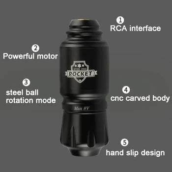Kablosuz Roket Mini Dövme Makinesi Seti RCA Konektörü Taşınabilir şarj edilebilir pil Dövme Güç Kaynağı Dövme Seti Aksesuarları