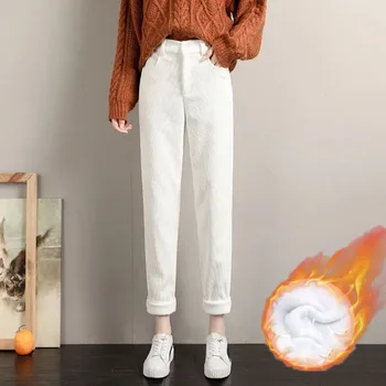 Kadife Artı Kadife Sıcak harem pantolon kadın Kış Yüksek Belli Kalın Eklemek Kadife Pantalon Kore Rahat Gevşek Pantolon 2022 Yeni