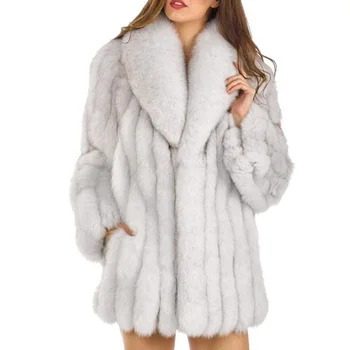 Kadın Ceket Giyim Kış Pamuk Yeni Büyük Boyutları Kadife Faux Kürk Lüks Elegance Coat Uzun Gevşek Kalınlaşmak Sıcak